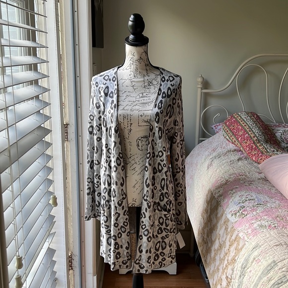 NWT Joseph Allen leopard Grey/white long cardigan women size XS - Picture 3 of 8